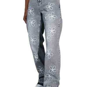 Floral Denim Trousers