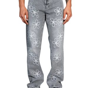 Floral Denim Trousers